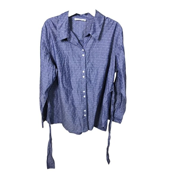 Lee Riders Blue Heather with Embroidered Dots Button down Long Sleeve Womens Shi - Picture 1 of 4